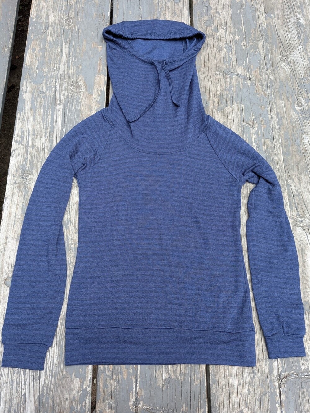 Nau 100% Merino Wool Cowl Neck Sweater S Blue Granola Girl Gorpcore Mountain